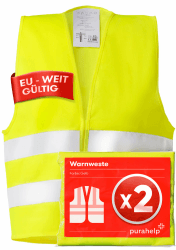 🚗 PURAHELP Warnwesten Auto 2er Set - EN ISO 20471 - Reflektierende Warnweste Gelb