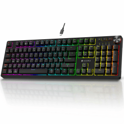 🎮🔥 KOORUI Gaming Tastatur mit 26 RGB Hinterleuchtungseffekten - Mechanisch, Deutsches Layout, QWERTZ 104 Tasten