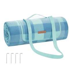 🌞 SONGMICS Picknickdecke 200 x 200 cm 🌊 Groß Campingdecke für Park Garten Strand 🌦️ Wasserdicht Faltbar Grün-Blau GCM011Q02
