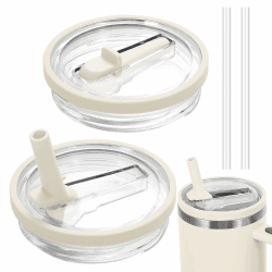 🌟 2 Stück Ersatzdeckel für 40oz Becher mit 2 Stück Transparent Trinkhalmen 🌟