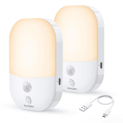 Suright Nachtlicht mit Bewegungsmelder, [2 Stück] Aufladbar Typ-C LED Nachtlicht 🌙