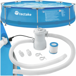 🏊‍♂️🌞 tectake® Swimming Pool Komplettset Ø 300 x 76 cm - blau 🌊💦