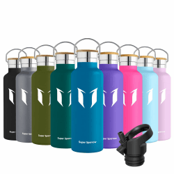 Super Sparrow Trinkflasche Edelstahl - 350ml/500ml/620ml/750ml/1L 🌟 - Auslaufsicher Thermoskanne, BPA-Frei Wasserflasche 💧 - Thermosflasche Kinder für Sprudel, Sport, Schule, Fitness 🏋️‍♂️ - Mit 2 Deckeln