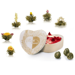 Angebot: Creano Erblühtee 6 Teeblumen in Holzschachtel in Herzform - Weißer Tee 🌺🍵