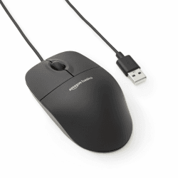 🖱️🌟 Amazon Basics Optische Maus für Windows und Mac OS X, 1 Stück, Schwarz