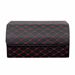 🚗 Luxus-PU-Leder Kofferraum Organizer | Wasserdicht & Faltbar | Schwarz Rot-L