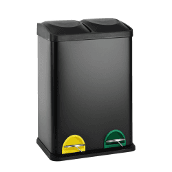 SVITA TC2X20 Küchen-Eimer 40Liter Fassungsvermögen 2x20L Abfalleimer 2er-Mülleimer Mülltrennung Treteimer Schwarz 🗑️