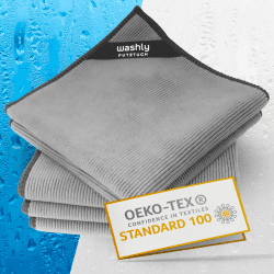 🧼🌟 Angebot: washly Putztücher Oeko-TEX 30 x 30 cm - 4 graue Mikrofasertücher 🌟🧼