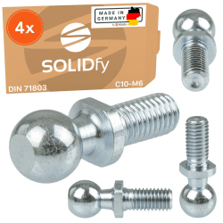 SOLIDfy® - [4x] Kugelzapfen C10 M6 DIN 71803 Form C mit Gewindezapfen verzinkt 10mm ⚙️🔩