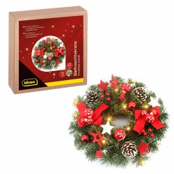 🎄🌟 Idena 30546 LED Weihnachtskranz - Dekorativer Türkranz mit 10 warmweißen LEDs und Timer-Funktion