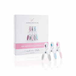 Lengenstein® 48 Wäscheklammern aus Kunststoff 3 Pastellfarben 🌸🌼🌫️ Premium Clothes Pegs