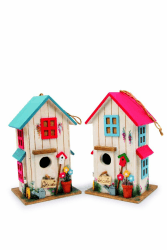 🐦🏠🌈 Kleines Vogelhaus Villa Kunterbunt aus wetterfestem Holz - Dekoration für Balkon, Garten und Terrasse!