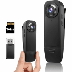 HD 1080P Mini-Körperkamera mit 64 GB Speicherkarte 📹🔦
