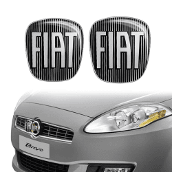 🚗🔥 Fiat 14186D-14187B 3D Aufkleber Logo Bravo, Schwarz, 2 Stücke