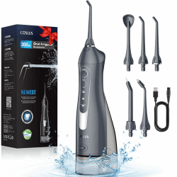 🦷 COSLUS Munddusche Kabellos Tragbar Elektrische Zahnreiniger, 300ML Wassertank