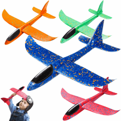🚀 PATRICHOR Styroporflieger Flieger Styropor Kinder, 4 Stücke Flugzeug Styropor Wurfgleiter, Flugzeug Kinder, Segelflugzeug Kinder, Flugzeug Spielzeug Groß