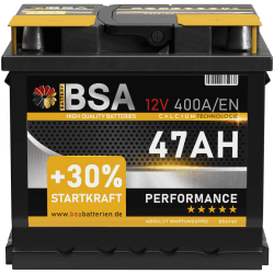 🔋 BSA Autobatterie 47AH 12V Batterie 400A/EN +30% Startleistung