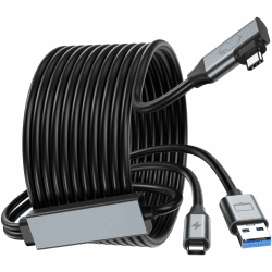 🔌🎮 GlasFlength Link Kabel mit Ladefunktion, 5M USB-C-Kabel mit USB-3.0-Adapter 5 Gbit/s Datenübertragung