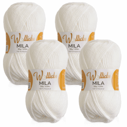 🧶 Wollidu Mila Garn zum Häkeln und Stricken 4 x 50g/133m Strickgarn 100% Polyacryl Häkelgarn Weiß 🧶