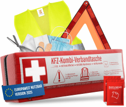 🚗 KFZ Kombitasche (3 in 1) nach aktueller Norm 2025 - Inkl. Warndreieck, Warnweste