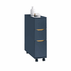 🌟 SoBuy Nischenregal mit 3 Schubladen Küchenregal mit Rollen 🌈 Badezimmerregal Blau BHT 20x70x60cm