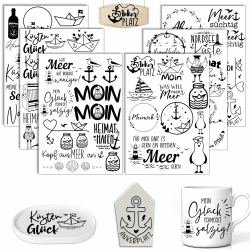 Rub On Sticker Meer - 6 Stück A5 Rub On Aufkleber 🐚