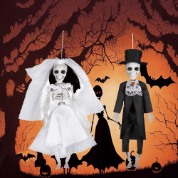 👻🎃 Homefantasy Halloween-Skelett: 2 bewegliche Ganzkörper-Skelette - Gruselige Deko für Halloween-Partys!
