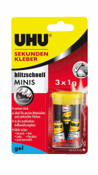 🔥 UHU Sekundenkleber blitzschnell MINIS gel 3x1g mit Box