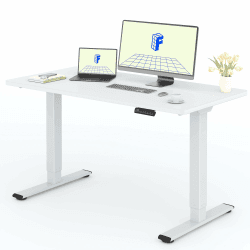 🌟 FlexiSpot Höhenverstellbarer Schreibtisch mit 2 Motoren & 25MM einteiliger Tischplatte, ergonomischer Bürotisch - 140 x 80 cm Weiß 🌟