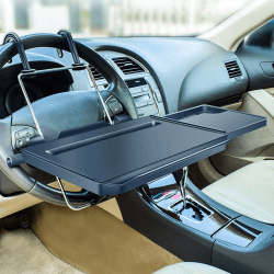 🚗 Xergur 2-in-1 Auto-Lenkrad-Tablett/Rücksitz-Kopfstützen-Ablage zum Essen, Trinken und Schreiben, Laptop, Arbeit, Schwarz 🖤
