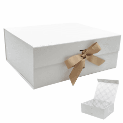 Tekhoho Weiß große Geschenkbox 33.5x27x12.5 cm 🎁 Premium Geschenkbox mit Magnetverschluss und Geschenkband