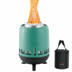 🔥🔥🔥 Nurfire Mini Raucharmer Tischkamin mit Tragetasche 🎒🔥 Edelstahl Tischfeuer für Garten/Balkon 🌳🏡, Outdoor Feuerschale für Pellets/Holz 🪵🔥, 15x24cm, Blau