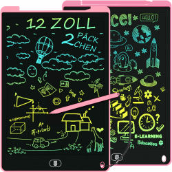 Angebot: 2er Pack Bunte LCD Schreibtafel 12 Zoll, Electight Zeichentafel - Rosa 😍🎨