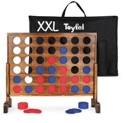🎲 XXL Holzspielzeug 4 Gewinnt Spiel - Premium Gesellschaftsspiel für Kinder & Erwachsene