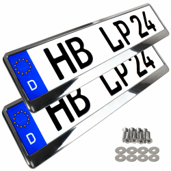 🚗 L&P A0166 2 STK Kennzeichenhalter Nummernschildhalter Chrom Kennzeichenhalterung Nummernschildhalterung 🚗