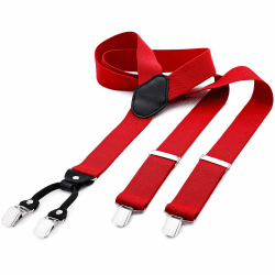 👖🌟 DonDon Hosenträger Herren extra stark 3,5 cm Y-Form lang - Starke Clips - Rot