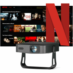 Smart Beamer Mini Beamer 4K mit Netflix Lizenzierung & 360° Drehbarer Stand