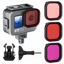 FitStill 80M/263FT wasserdichtes Gehäuse aus Aluminiumlegierung für Go Pro Hero13 /Hero12 /Hero11 /Hero10 /Hero9 Black