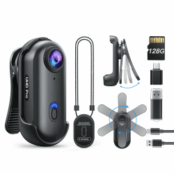 📷 BOBLOV W4 Mini Körperkamera - Tragbare Kamera mit 360° drehbarem Clip & Magnetclip