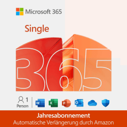 Microsoft 365 Single | 1 Jahr | 1 Person | Office Apps mit KI | 1 TB Cloudspeicher
