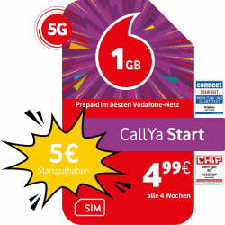 📱✨ Vodafone Prepaid CallYa Start | 1 GB | 5 EUR Startguthaben | Ohne Vertrag | 5G-Netz | Telefon- SMS-Flat | EU-Roaming ✨📱
