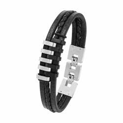 s.Oliver Herren Armband Edelstahl/Leder 🎁