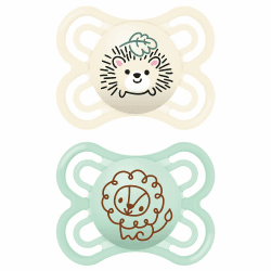 👶🦔🦁 MAM Perfect Schnuller im 2er-Set | 0-6 Monate | Igel/Löwe