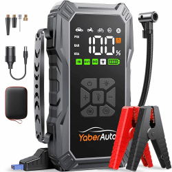 YaberAuto Starthilfe Powerbank mit Luftkompressor, 150PSI 5500A Auto Starthilfe, 23,800mAh Starthilfe, Starthilfe Auto mit LCD Bildschirm und 500 Lumen Notlicht 🚗🔋