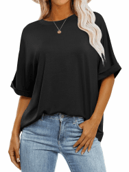 Cuptacc Tshirt Damen Oversize Shirt Damen Oberteile Sommer Rundhals Locker Basic Tops Kurzarm Tunika Elegant 🌸👚