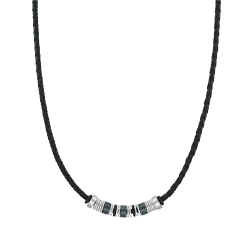 s.Oliver Halsband Edelstahl Leder für Herren 🎁 Echtschmuck