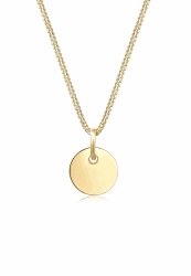 Elli Halskette Damen Plättchen Anhänger Basic Geo Look in 925 Sterling Silber Vergoldet 🌟