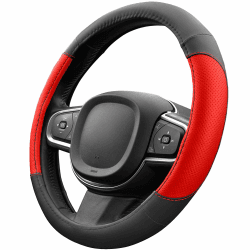 Upgrade4cars Lenkradbezug Rot Schwarz in Leder-Optik 🏎️ | Universelle Lenkradhülle 37-38 cm