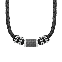 s.Oliver Halsband Edelstahl Leder für Herren 🎁 Halsschmuck