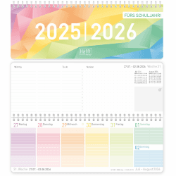 🌈 Häfft® Wochen-Tischkalender Schuljahr 2025/2026 "Rainbow" 📅📚